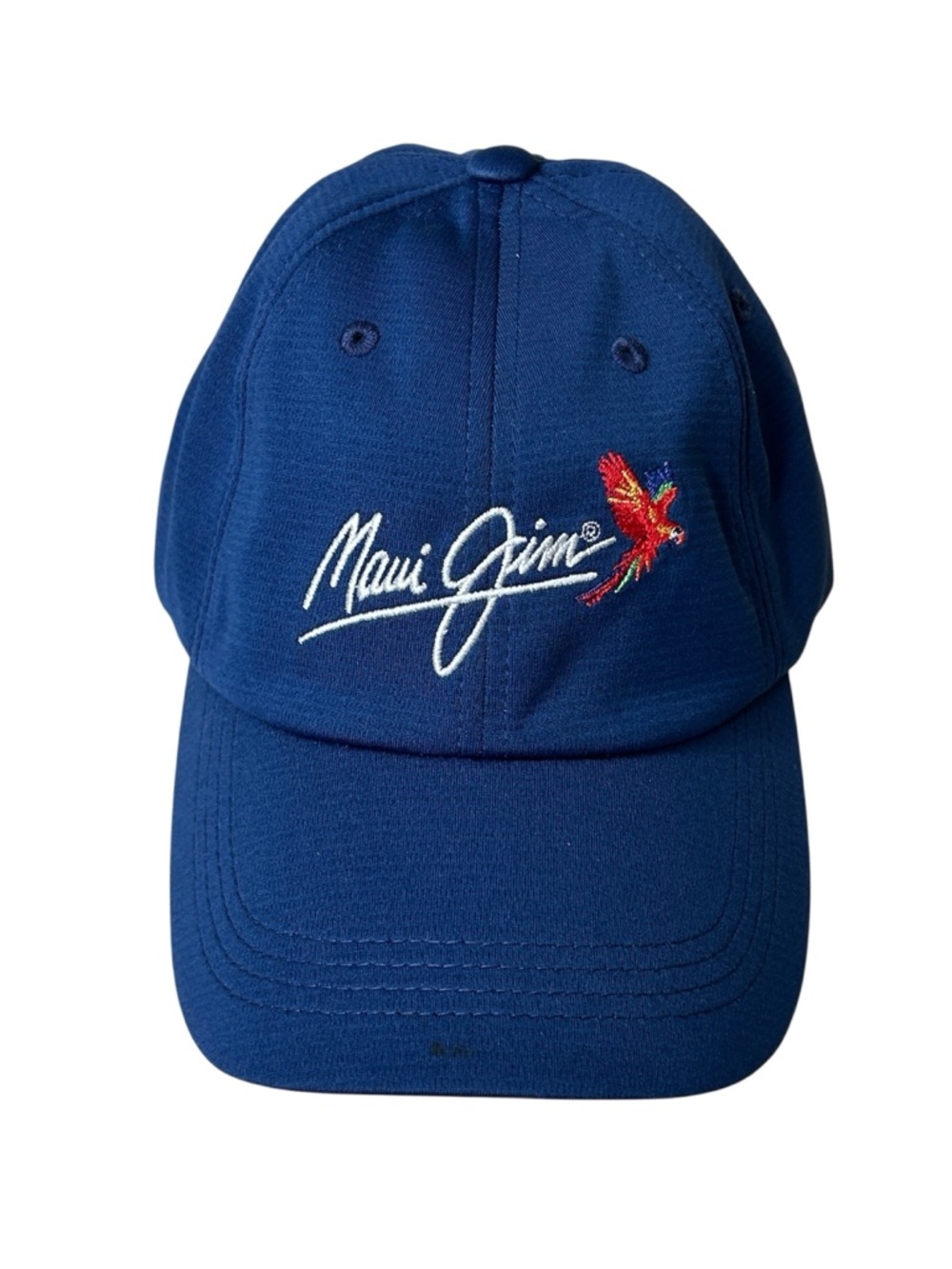 Maui Jim Blue Baseball Cap with Signature Script and Red Parrot logo NWOT